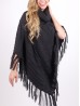 Cowl Neck Cape/Poncho W/Fringes